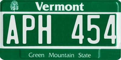 VT license plate APH454