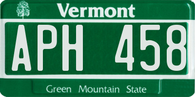 VT license plate APH458