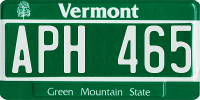 VT license plate APH465