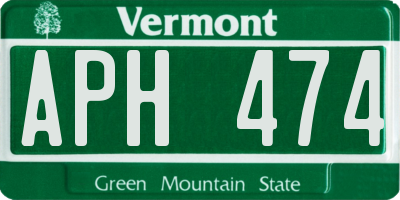 VT license plate APH474