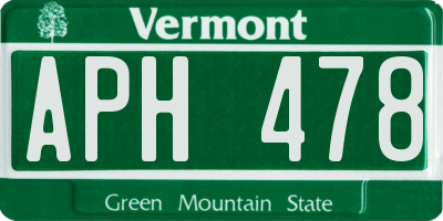 VT license plate APH478