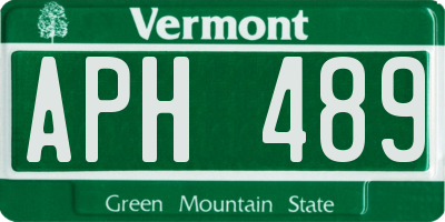 VT license plate APH489
