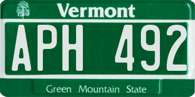 VT license plate APH492
