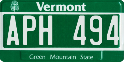 VT license plate APH494
