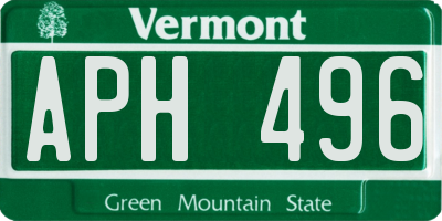 VT license plate APH496
