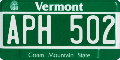 VT license plate APH502