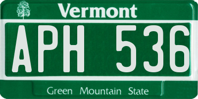 VT license plate APH536
