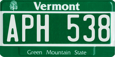 VT license plate APH538