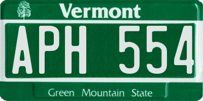 VT license plate APH554