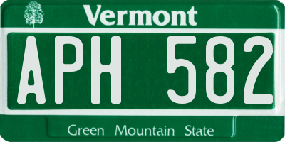 VT license plate APH582