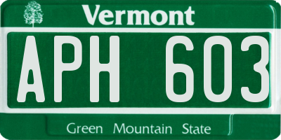 VT license plate APH603