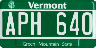 VT license plate APH640