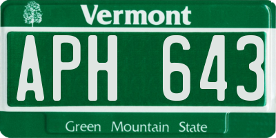 VT license plate APH643