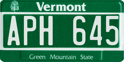 VT license plate APH645