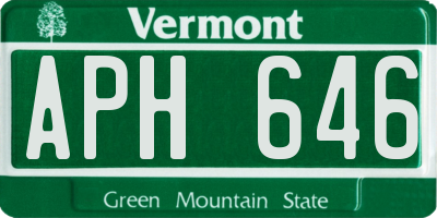 VT license plate APH646