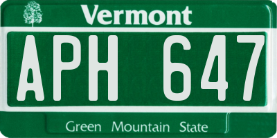 VT license plate APH647