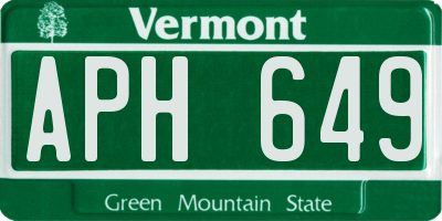 VT license plate APH649