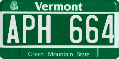VT license plate APH664