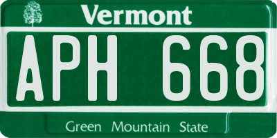 VT license plate APH668