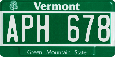 VT license plate APH678