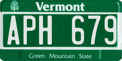 VT license plate APH679
