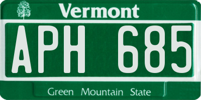 VT license plate APH685