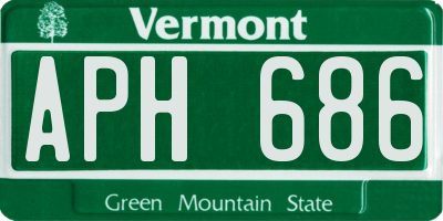 VT license plate APH686