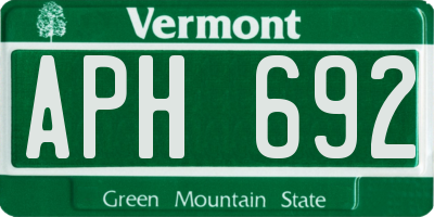 VT license plate APH692
