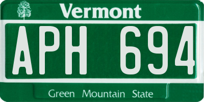VT license plate APH694