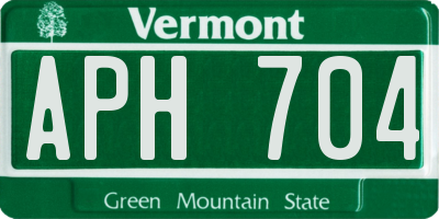 VT license plate APH704