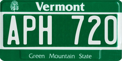 VT license plate APH720