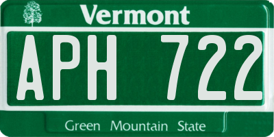 VT license plate APH722