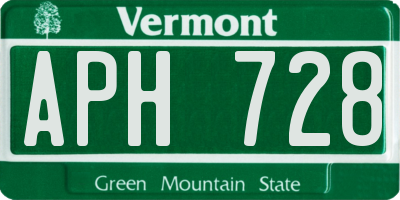 VT license plate APH728