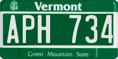 VT license plate APH734