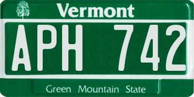 VT license plate APH742
