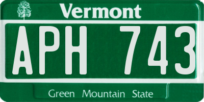 VT license plate APH743