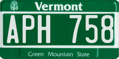 VT license plate APH758
