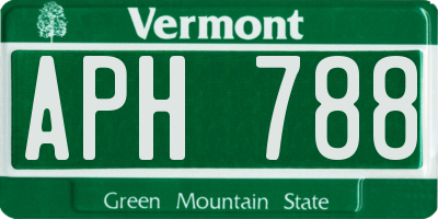 VT license plate APH788