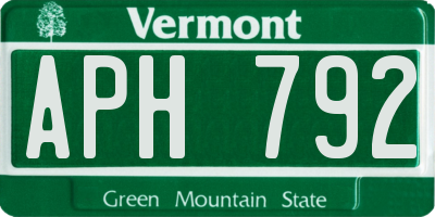 VT license plate APH792