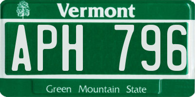 VT license plate APH796