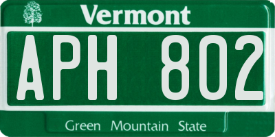 VT license plate APH802
