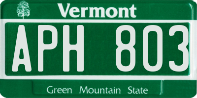 VT license plate APH803