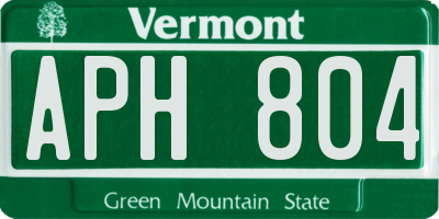 VT license plate APH804