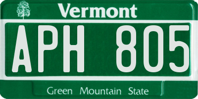 VT license plate APH805