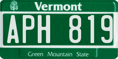 VT license plate APH819