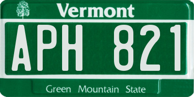 VT license plate APH821