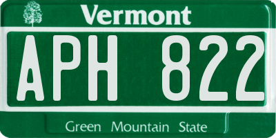 VT license plate APH822