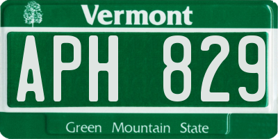 VT license plate APH829