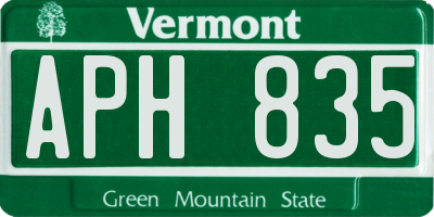 VT license plate APH835