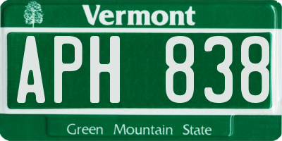 VT license plate APH838
